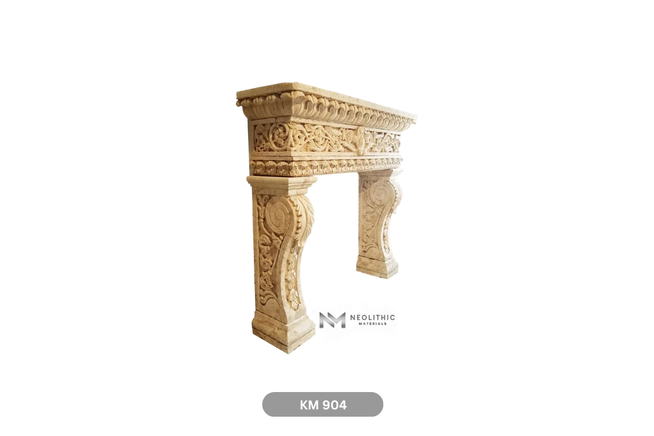 Limestone Fireplace Mantel - Image 4